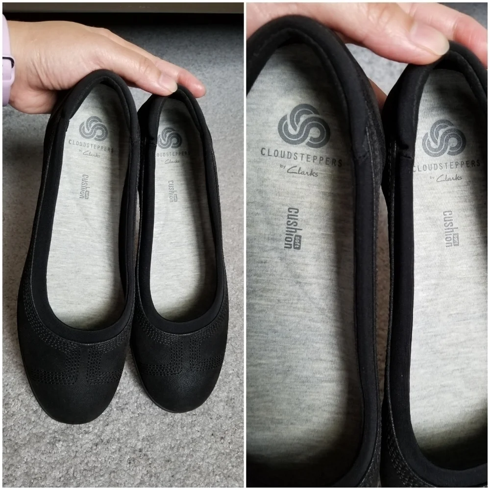 Cloudsteppers by Clarks Womens Black Platform Slip-On Casual Shoes Soft Cushion - Picture 4 of 8